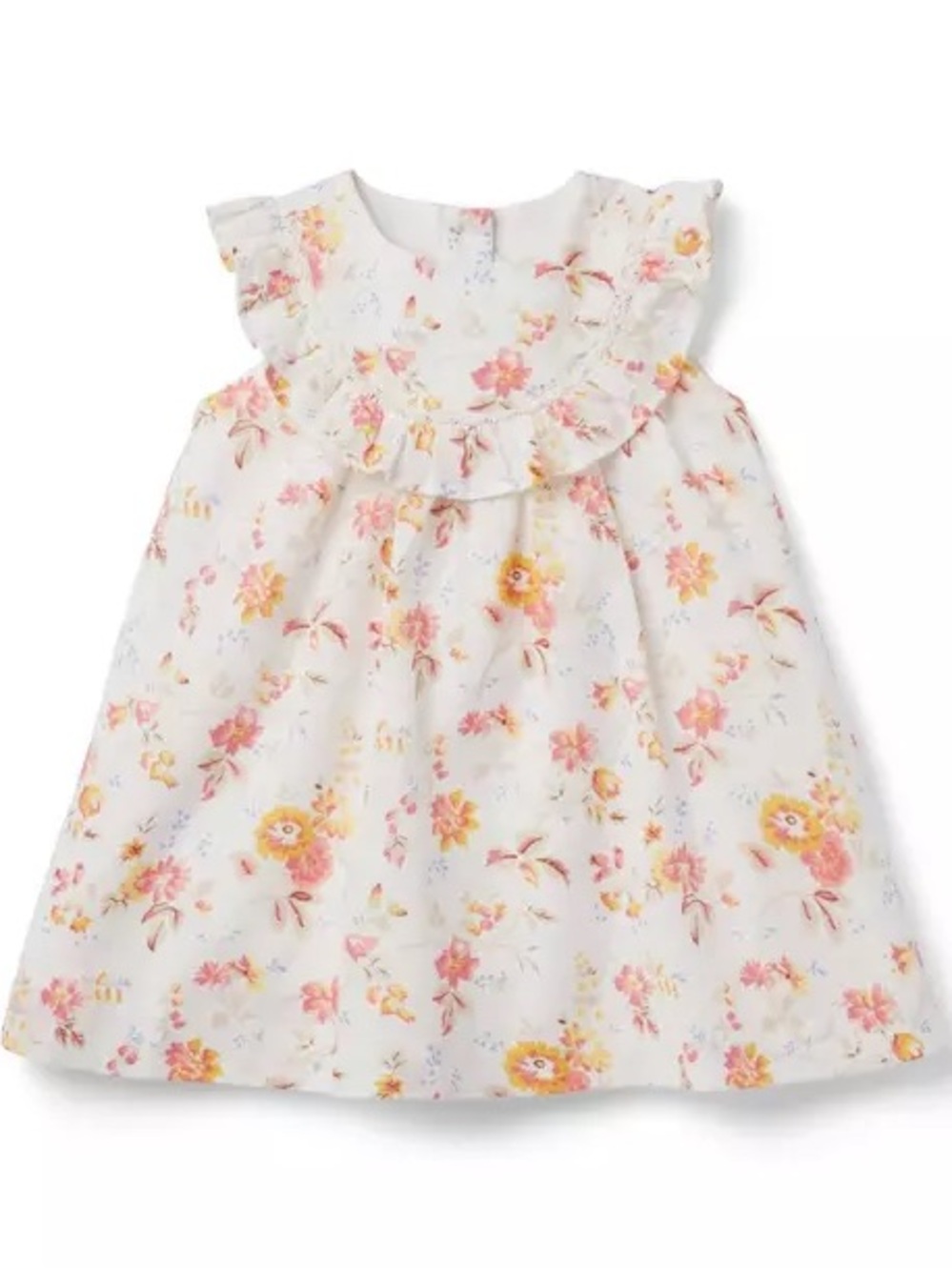 Janie and Jack White Floral Ruffle Baby Dress
